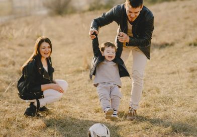 photo of family having fun with soccer ball